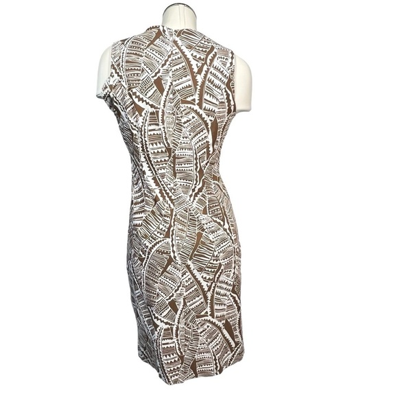 J. MCLAUGHLIN Brown White Tropical Sleeveless Anne Sheath Dress Size 8 - Picture 5 of 16
